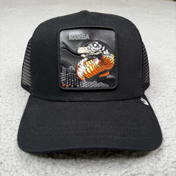 Goorin Bros The Farm Hat Cap Snap Back Black Mamba Snake Patch Mesh Trucker NWT - Picture 2 of 10